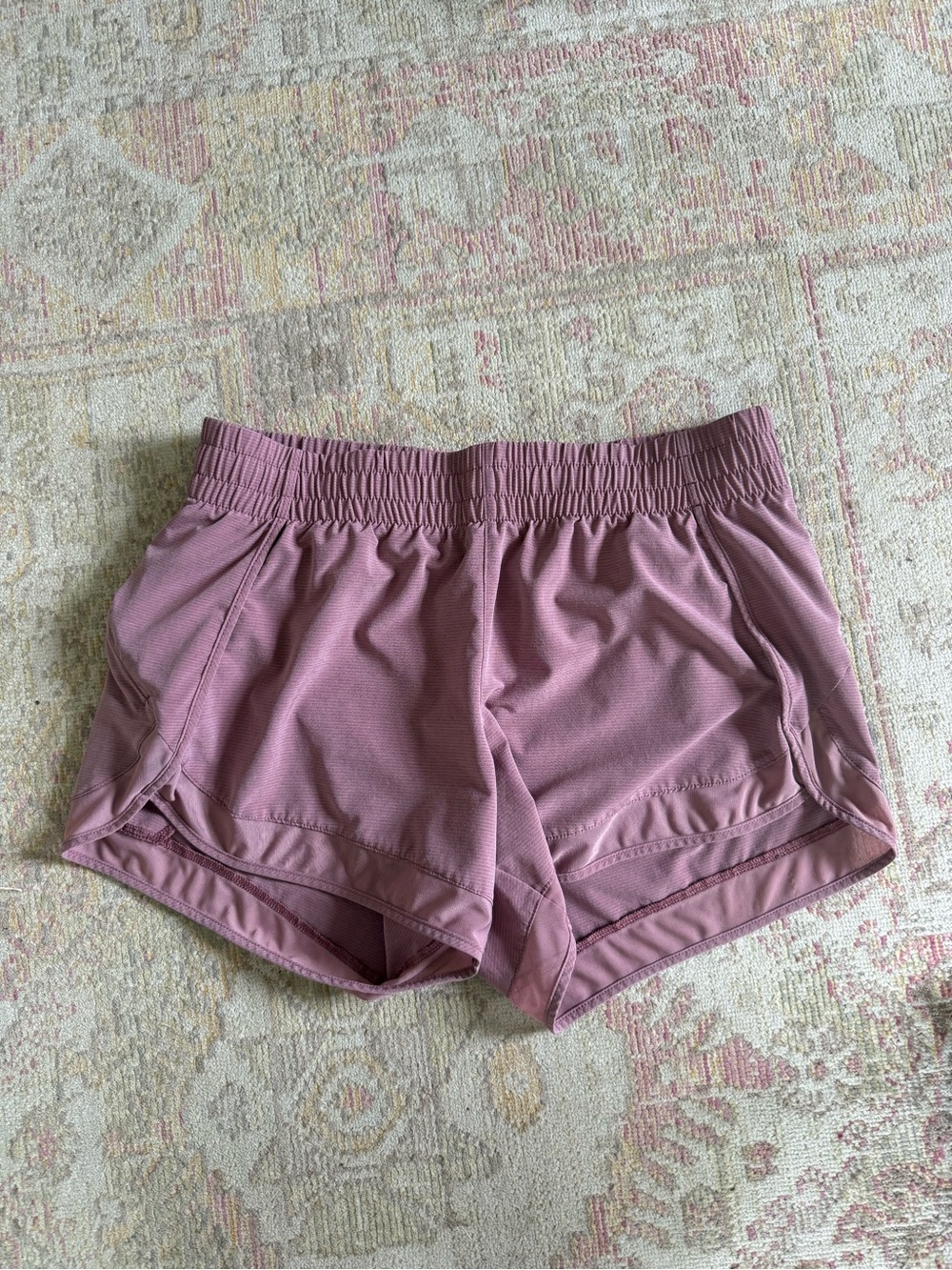 athleta mesh racer run short tawny rose/grecian rose